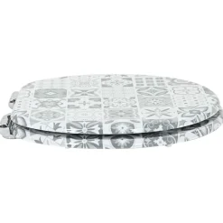 vidaXL Fontanería-Asiento inodoro WC 2 uds tapa cierre suave MDF diseño porcelana