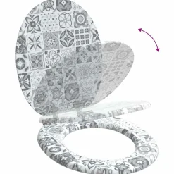 vidaXL Fontanería-Asiento inodoro WC 2 uds tapa cierre suave MDF diseño porcelana
