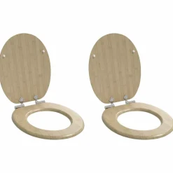 vidaXL Fontanería-Asiento inodoro WC 2 uds tapa de cierre suave MDF diseño bambú