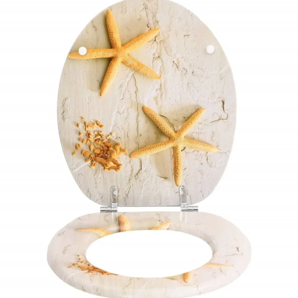 vidaXL Fontanería-Asiento inodoro WC MDF tapa de estrellas de mar