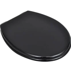 vidaXL Asiento inodoro WC MDF tapa de cierre suave diseño negro Sale