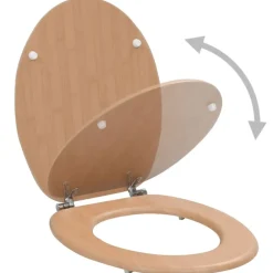 vidaXL Asiento inodoro WC con tapa MDF diseño bambú Online