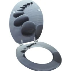 vidaXL Fontanería-Asiento inodoro WC MDF tapa piedras