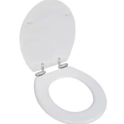 vidaXL Fontanería-Asiento inodoro WC MDF tapa de cierre suave diseño blanco
