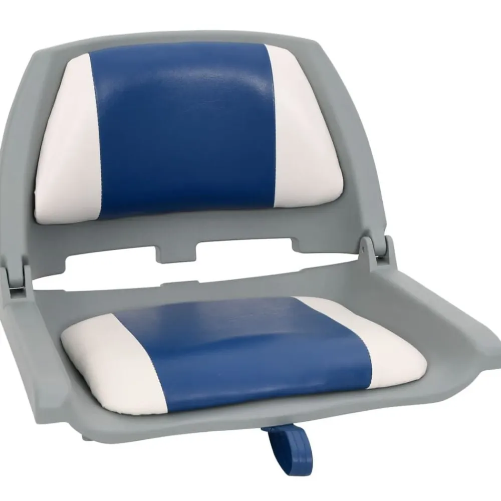 vidaXL Asiento para barco con pedestal giratorio 360° Azul y blanco Best
