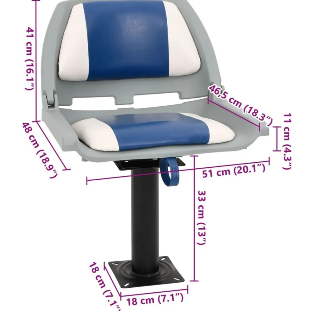 vidaXL Asiento para barco con pedestal giratorio 360° Azul y blanco Best