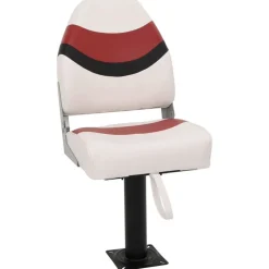 vidaXL Asiento para barco con pedestal giratorio 360° Blanco y rojo Online