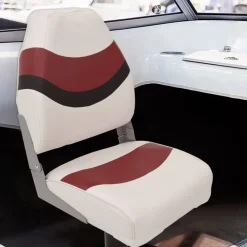 vidaXL Asiento para barco con pedestal giratorio 360° Blanco y rojo Online