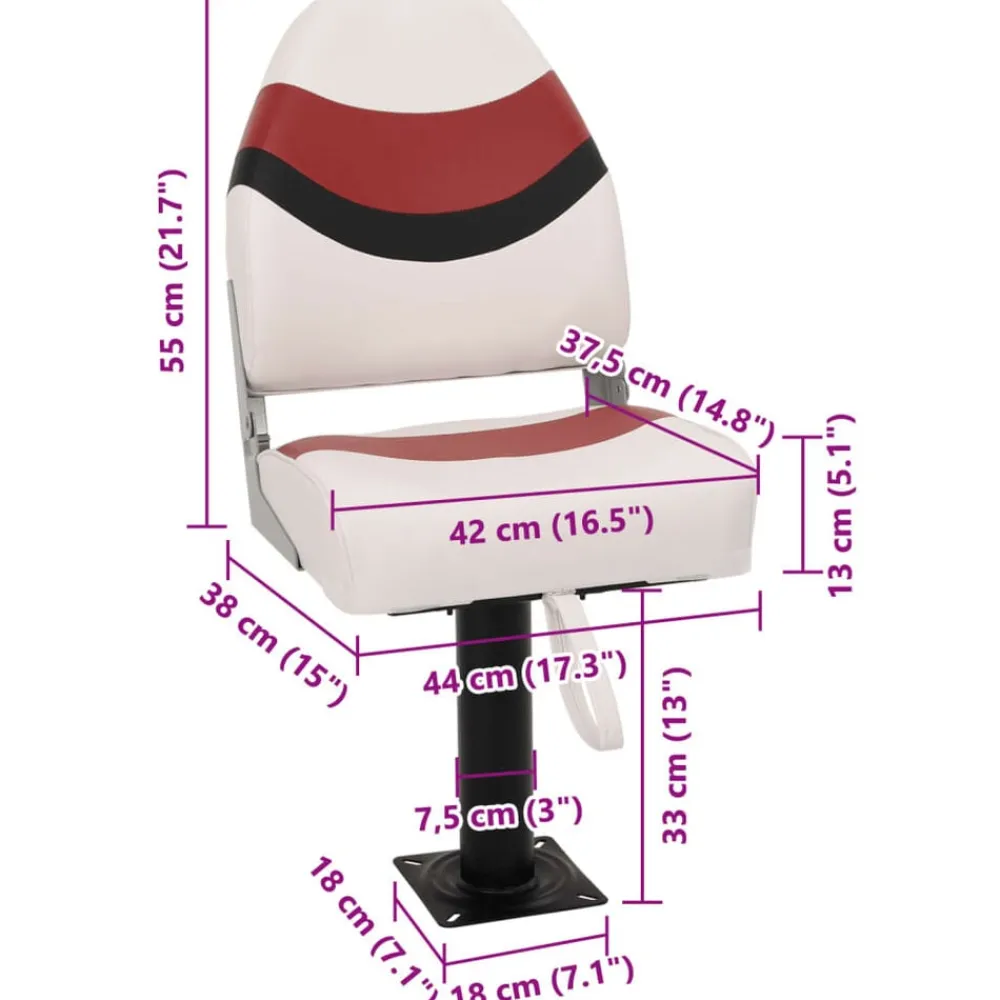 vidaXL Asiento para barco con pedestal giratorio 360° Blanco y rojo Online
