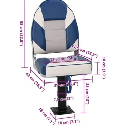 vidaXL Asiento para barco con pedestal giratorio 360° Blanco y azul Online