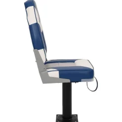 vidaXL Asiento para barco con pedestal giratorio 360° Blanco y azul Online