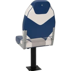 vidaXL Asiento para barco con pedestal giratorio 360° Blanco y azul Online