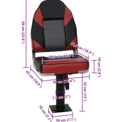vidaXL Asiento para barco con pedestal giratorio 360° Negro y rojo Clearance