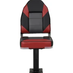 vidaXL Asiento para barco con pedestal giratorio 360° Negro y rojo Clearance