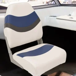 vidaXL Asiento para barco con pedestal giratorio 360° Blanco y azul New