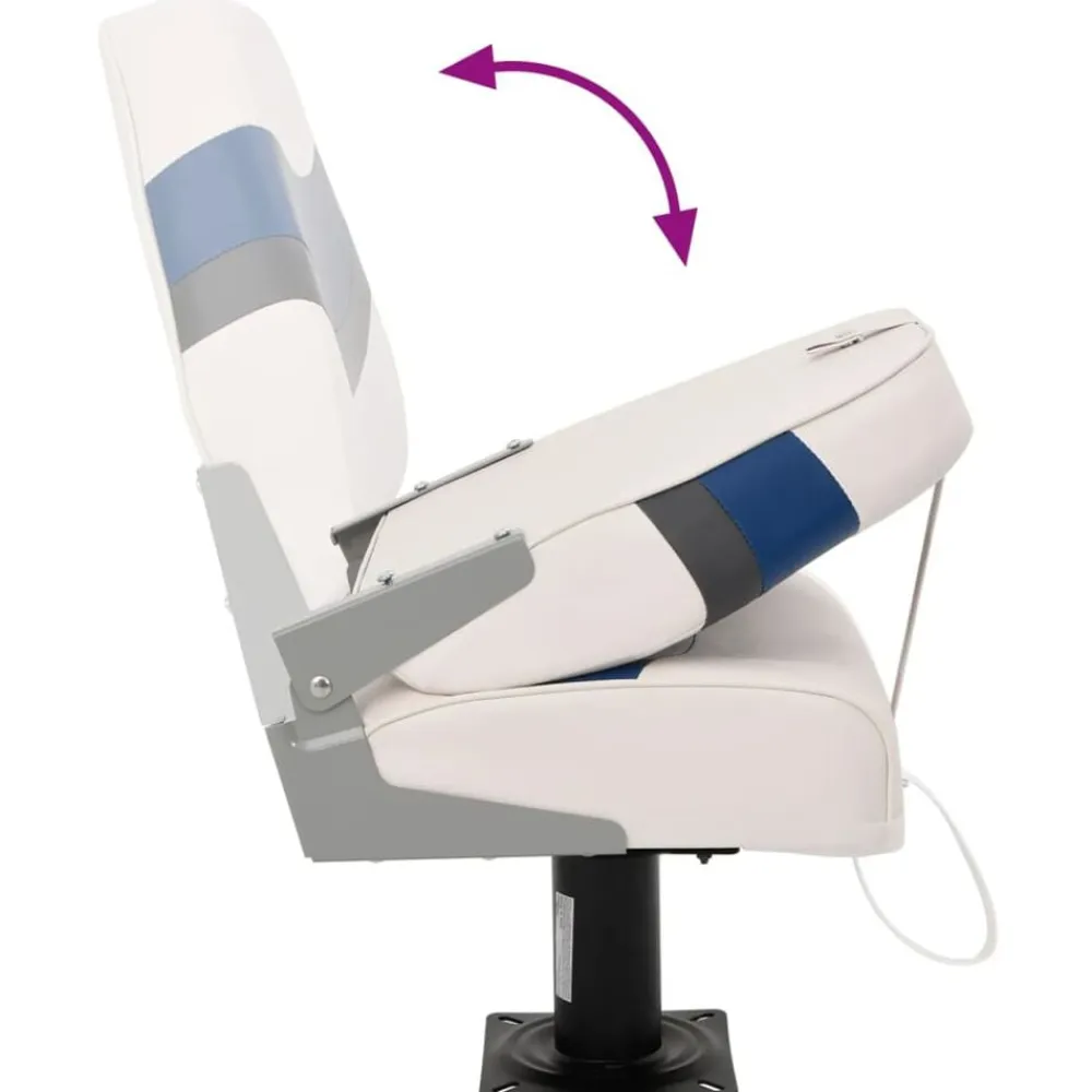 vidaXL Asiento para barco con pedestal giratorio 360° Blanco y azul New