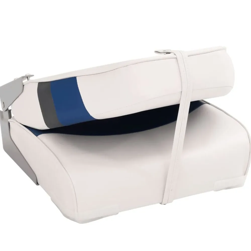 vidaXL Asiento para barco con pedestal giratorio 360° Blanco y azul New