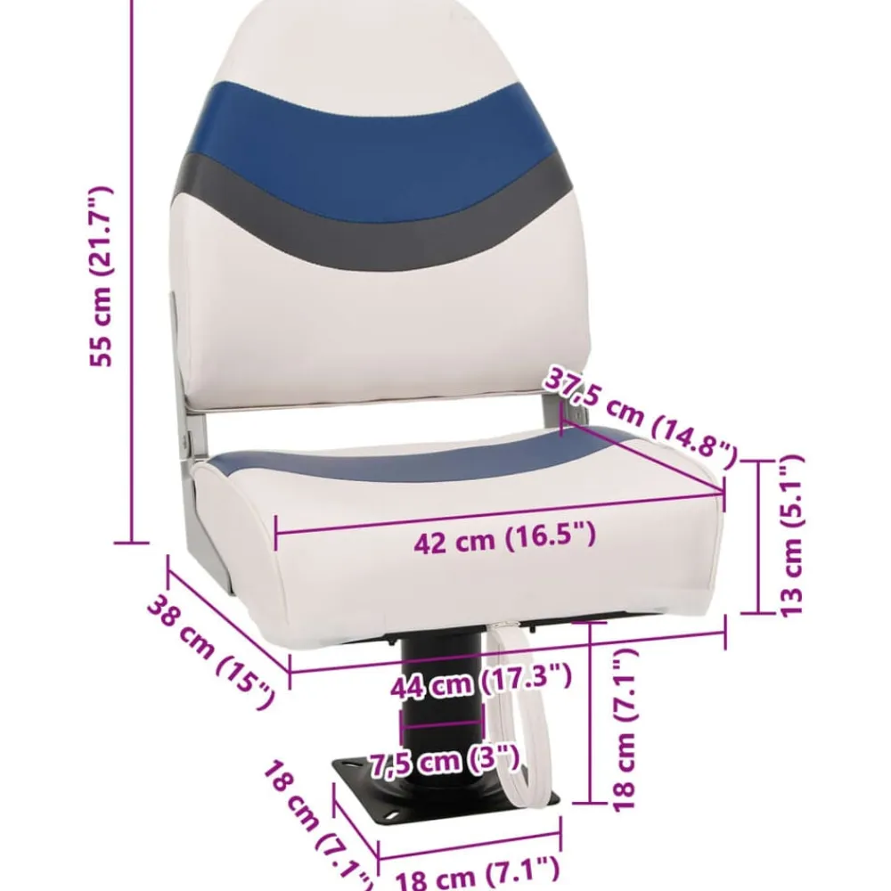 vidaXL Asiento para barco con pedestal giratorio 360° Blanco y azul New