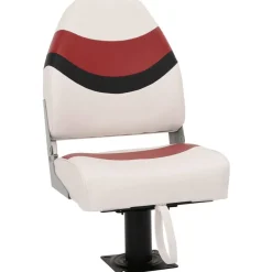 vidaXL Asiento para barco con pedestal giratorio 360° Blanco y rojo Best