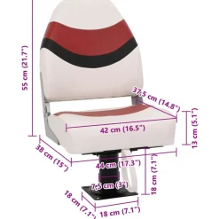 vidaXL Asiento para barco con pedestal giratorio 360° Blanco y rojo Best