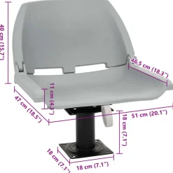 vidaXL Asiento para barco con pedestal giratorio 360° Gris New