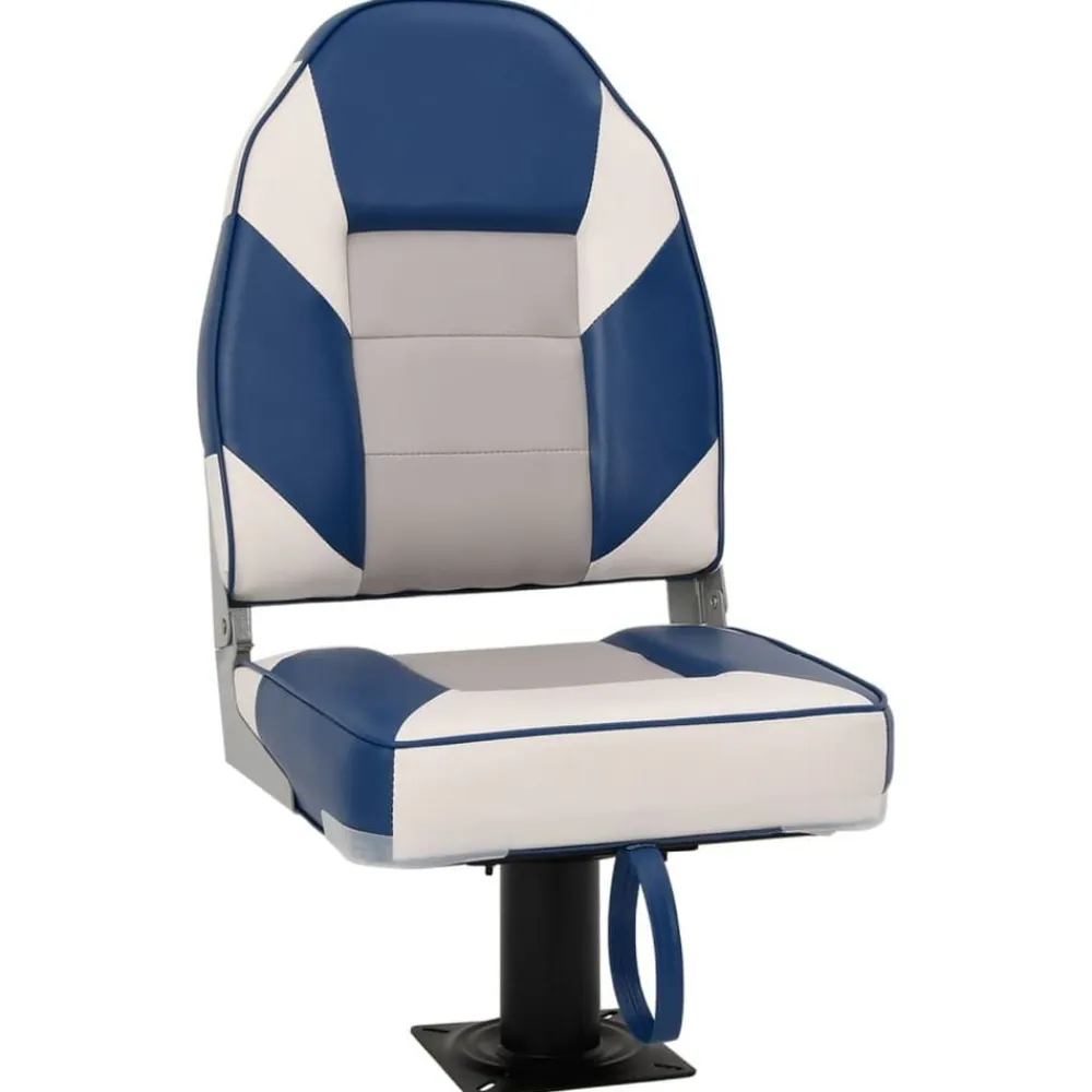 vidaXL Asiento para barco con pedestal giratorio 360° Blanco y azul New
