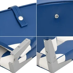 vidaXL Asiento para barco con pedestal giratorio 360° Blanco y azul New