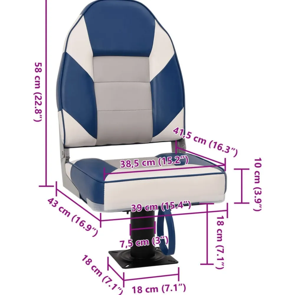 vidaXL Asiento para barco con pedestal giratorio 360° Blanco y azul New