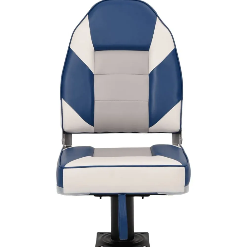 vidaXL Asiento para barco con pedestal giratorio 360° Blanco y azul New