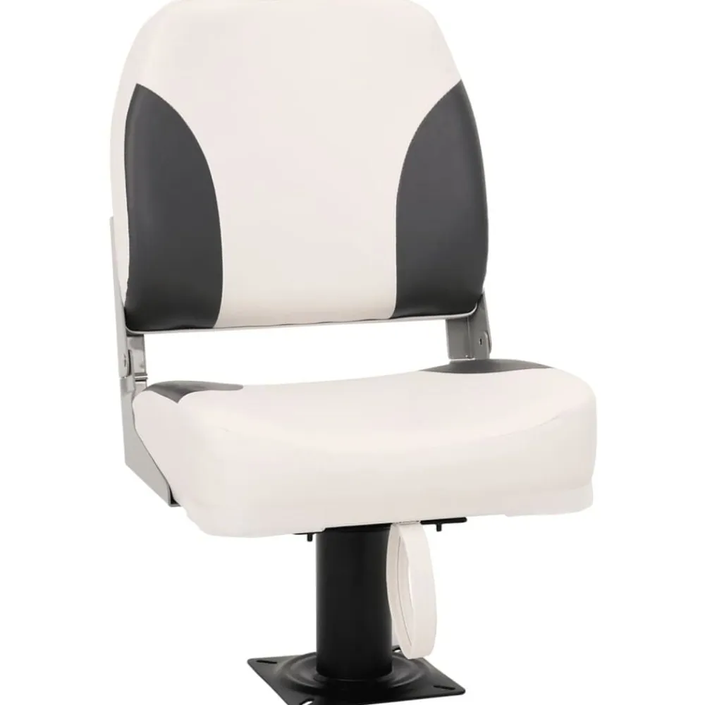 vidaXL Asiento plegable para barco 1 juego con respaldo bajo correa fijación gris oscuro y blanco Online