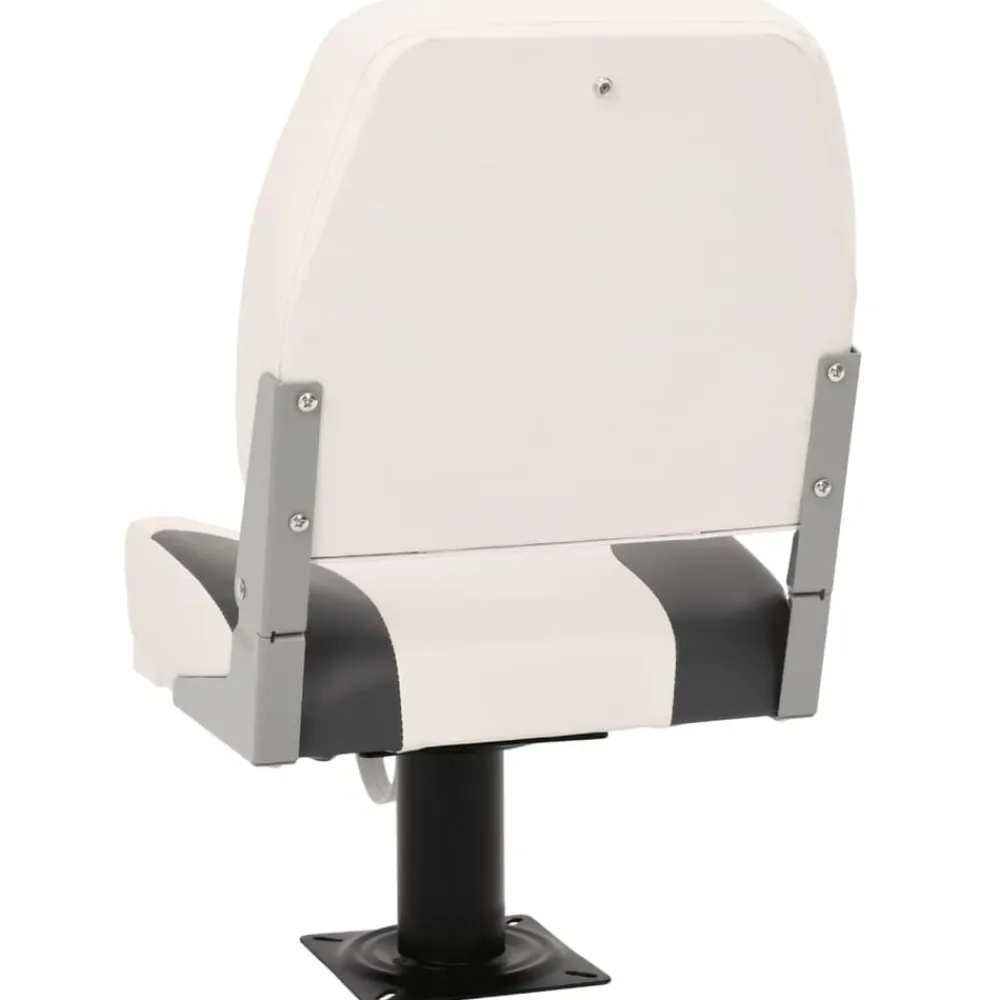 vidaXL Asiento plegable para barco 1 juego con respaldo bajo correa fijación gris oscuro y blanco Online