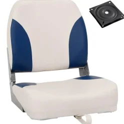 vidaXL Asiento plegable para barco 1 juego con cojín blanco y azul Azul y blanco Best