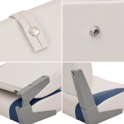 vidaXL Asiento plegable para barco 1 juego con cojín blanco y azul Azul y blanco Best