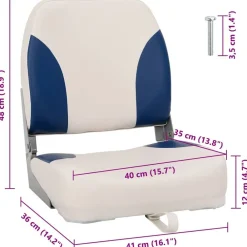 vidaXL Asiento plegable para barco 1 juego con cojín blanco y azul Azul y blanco Best