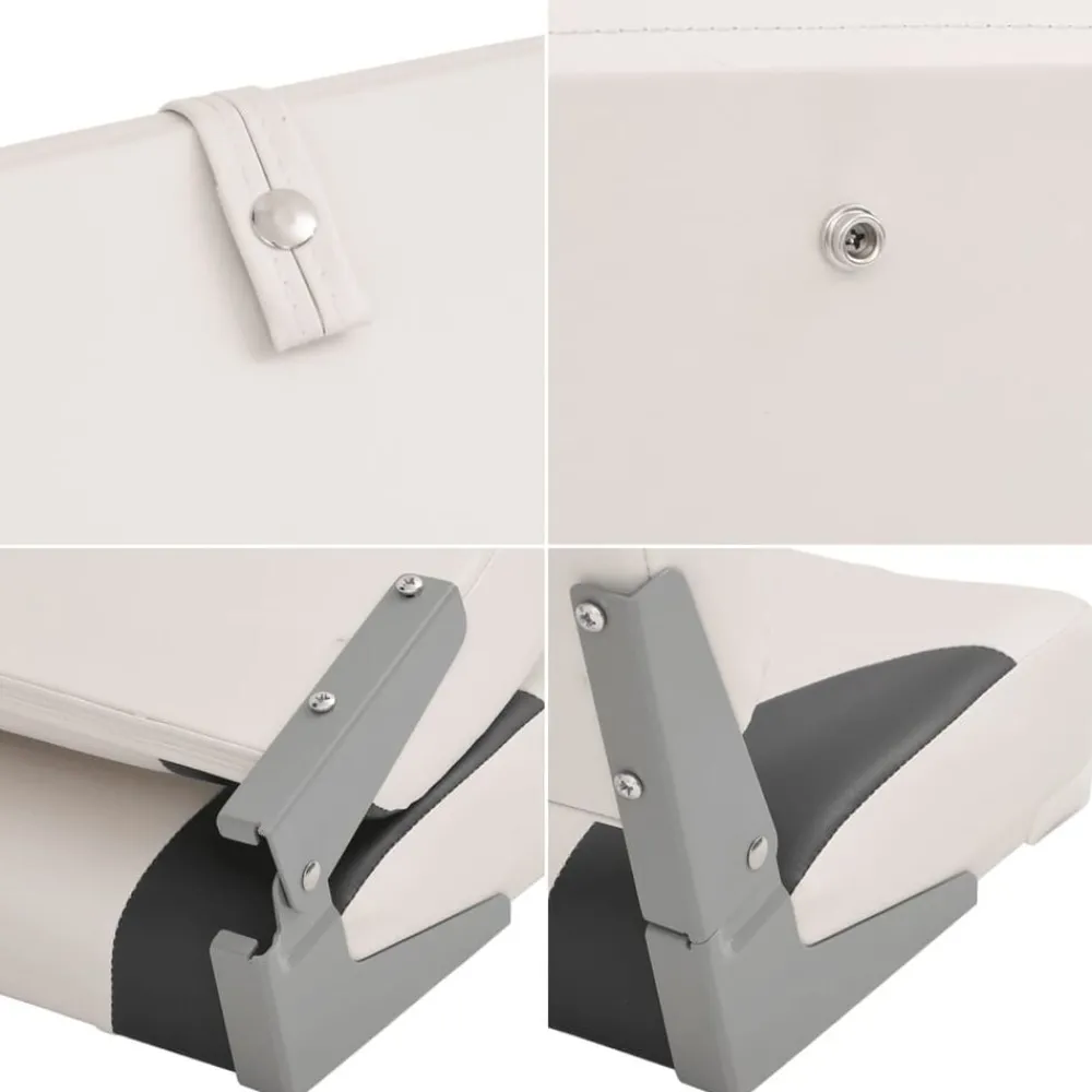 vidaXL Asiento plegable para barco 1 juego con respaldo bajo correa fijación gris oscuro y blanco Hot
