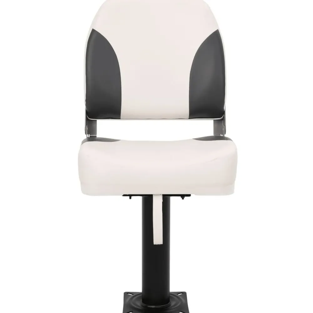 vidaXL Asiento plegable para barco 1 juego con respaldo bajo correa fijación gris oscuro y blanco Hot