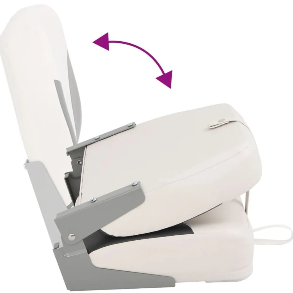vidaXL Asiento plegable para barco 1 juego con respaldo bajo correa fijación gris oscuro y blanco Outlet