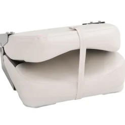 vidaXL Asiento plegable para barco 1 juego con respaldo bajo correa fijación gris oscuro y blanco Outlet