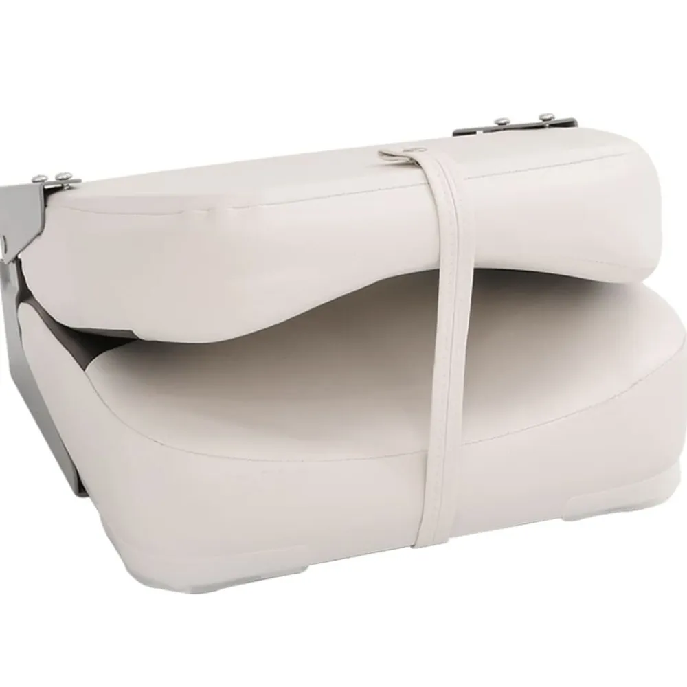 vidaXL Asiento plegable para barco 1 juego con respaldo bajo correa fijación gris oscuro y blanco Outlet