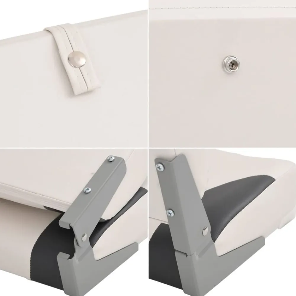 vidaXL Asiento plegable para barco 1 juego con respaldo bajo correa fijación gris oscuro y blanco Outlet