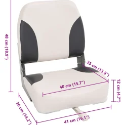 vidaXL Asiento plegable para barco 1 juego con respaldo bajo correa fijación gris oscuro y blanco Outlet