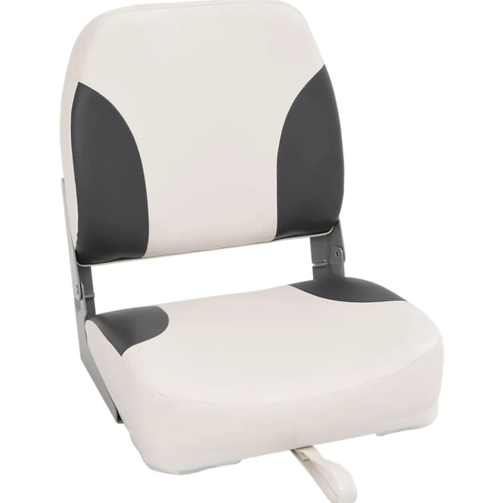 vidaXL Asiento plegable para barco 1 juego con respaldo bajo correa fijación gris oscuro y blanco Outlet