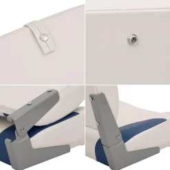 vidaXL Asiento plegable para barco 1 juego 41x36x48 cm Azul y blanco Hot