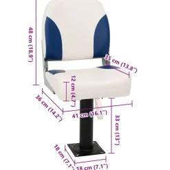 vidaXL Asiento plegable para barco 1 juego 41x36x48 cm Azul y blanco Hot