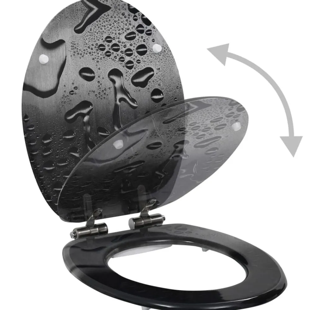 vidaXL Asiento WC con tapa de cierre suave MDF diseño gotas de agua