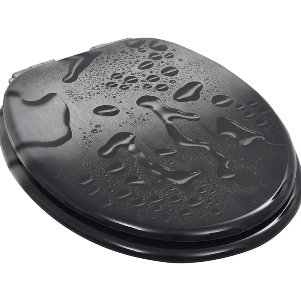 vidaXL Asiento WC con tapa de cierre suave MDF diseño gotas de agua