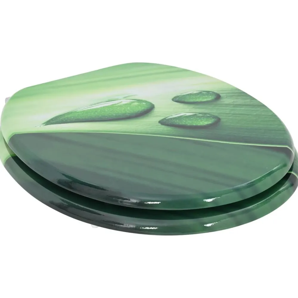 vidaXL Asiento WC tapa cierre suave 2 uds MDF verde diseño gota agua Discount