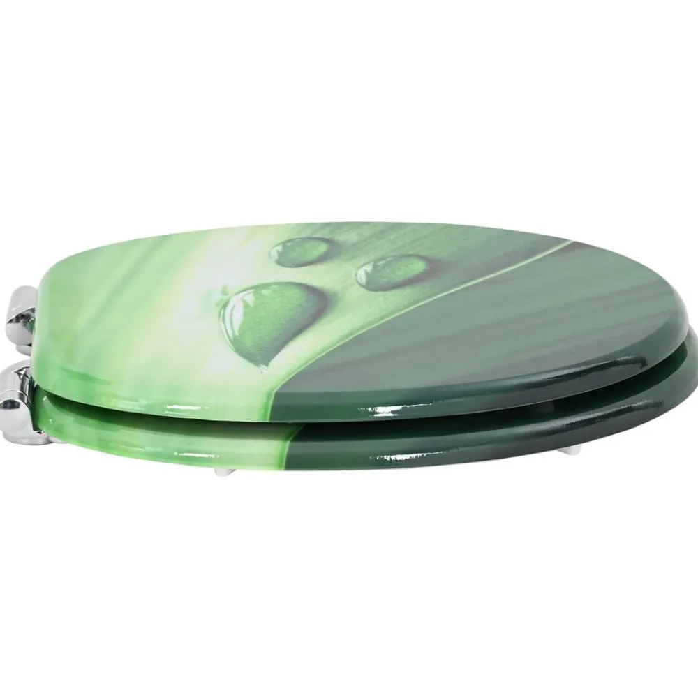 vidaXL Asiento WC tapa cierre suave 2 uds MDF verde diseño gota agua Discount