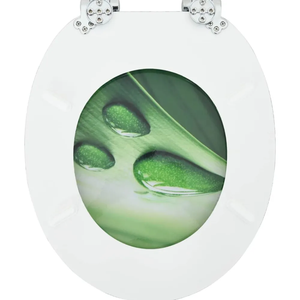 vidaXL Asiento WC tapa cierre suave 2 uds MDF verde diseño gota agua Discount