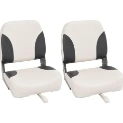 vidaXL Asientos de barco plegables con respaldo alto 2 uds 41x36x48 cm gris oscuro y blanco Sale